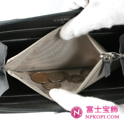 シャネル クルーズライン カメリア 長財布 メタリックグレー A47007